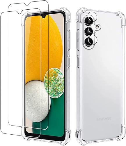 Pnakqil Funda para Samsung Galaxy A13 5G 6.5" + 2 protectores de pantalla de vidrio templado + 1 película de lente, funda de silicona suave