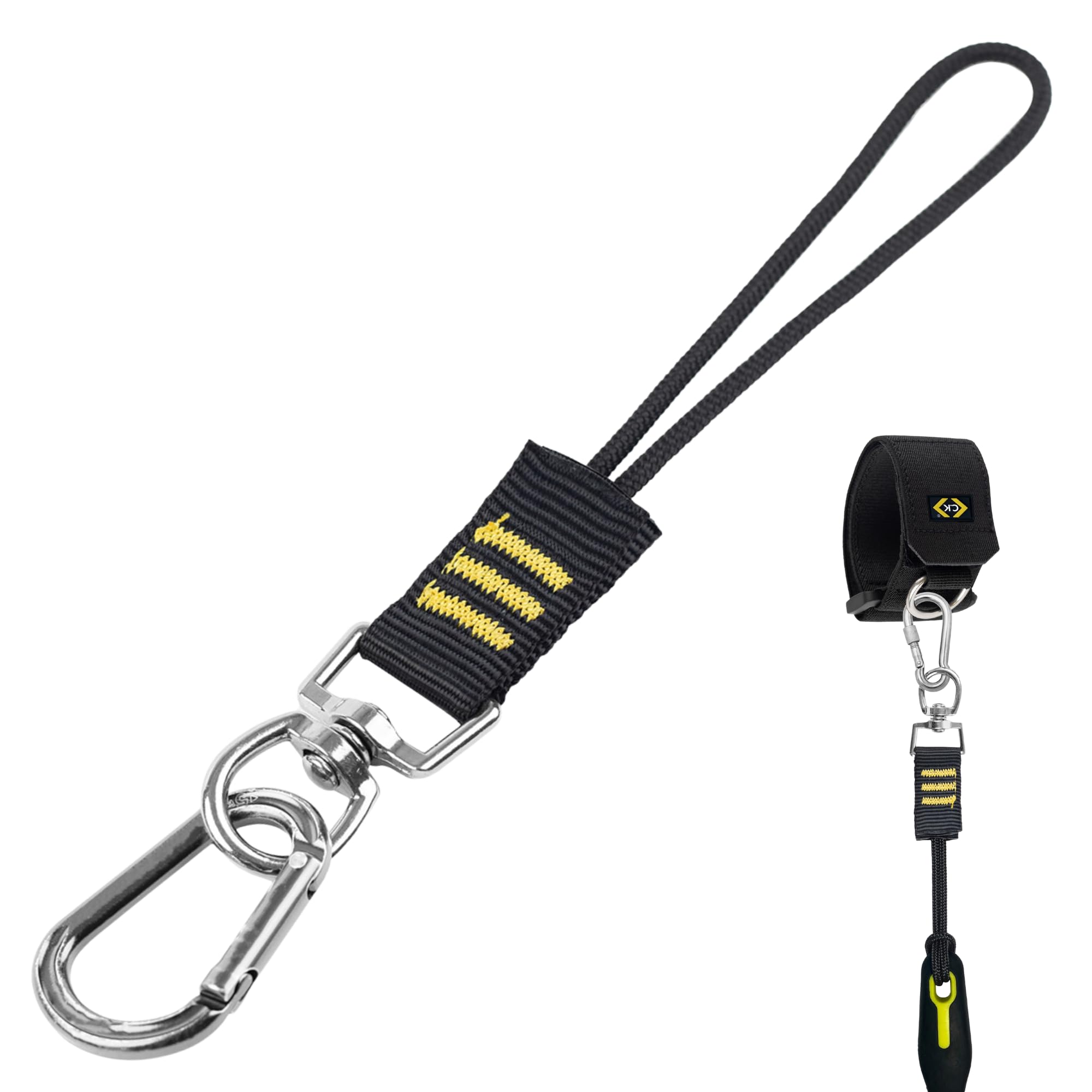 C.K Swivel Tool Tether Loop with Reinforced Core, Universal Flexible Fit, Quick Attach Carabiner, Work at Height Safety Lanyard, Drop Prevention, Scaffolding, Ladders, Platforms, PPE, CK Tools T8007