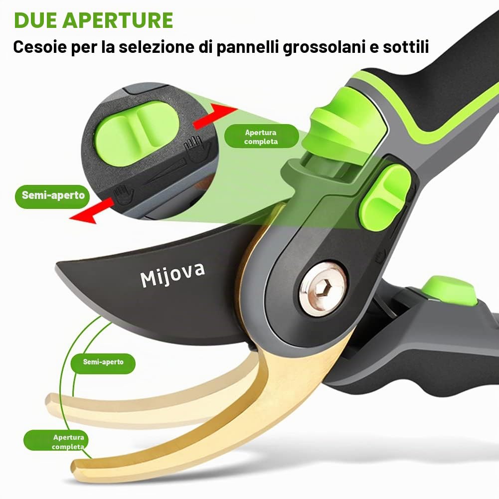 Cesoie da giardino - cesoie da giardino per impieghi gravosi con lame in acciaio inox - design ergonomico - cesoie per piante - cesoie per rose - Un grande regalo per ogni amante del giardino
