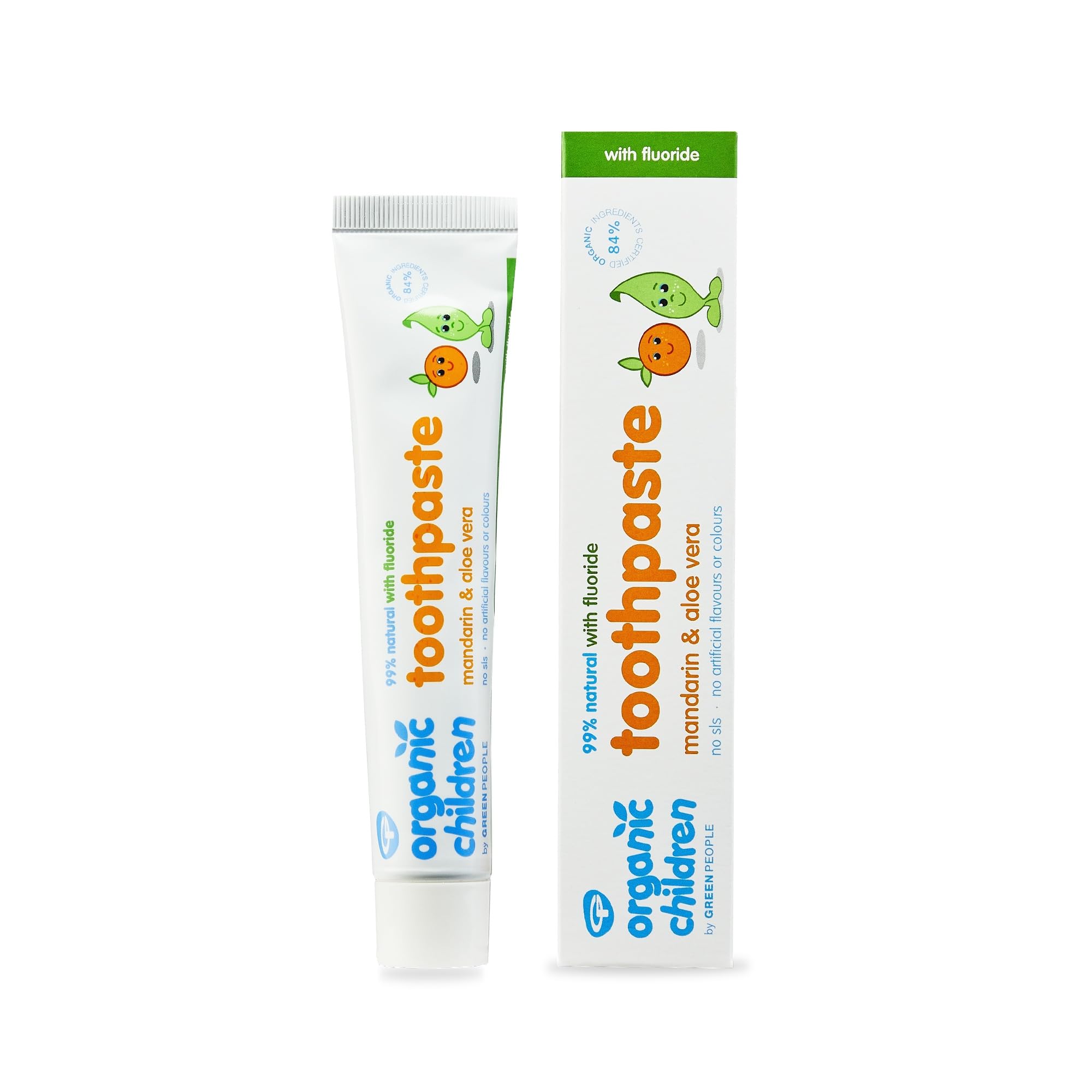 Green People Organic Children Mandarin and Aloe Vera Fluoride Toothpaste - Vegan, Organic & Cruelty Free, 50ml