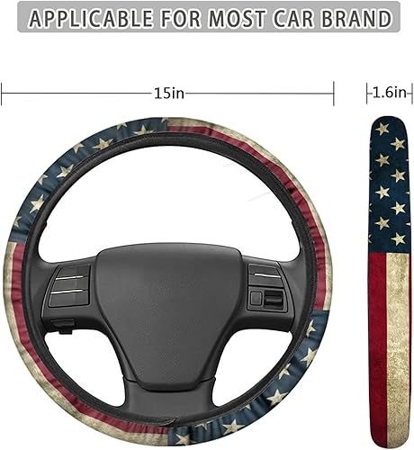 Miniatura 4 de AFPANQZ Deisgn - Fundas para volante de automóvil antideslizantes universales de 14 a 15 pulgadas, para casi automóviles, protección elástica,
