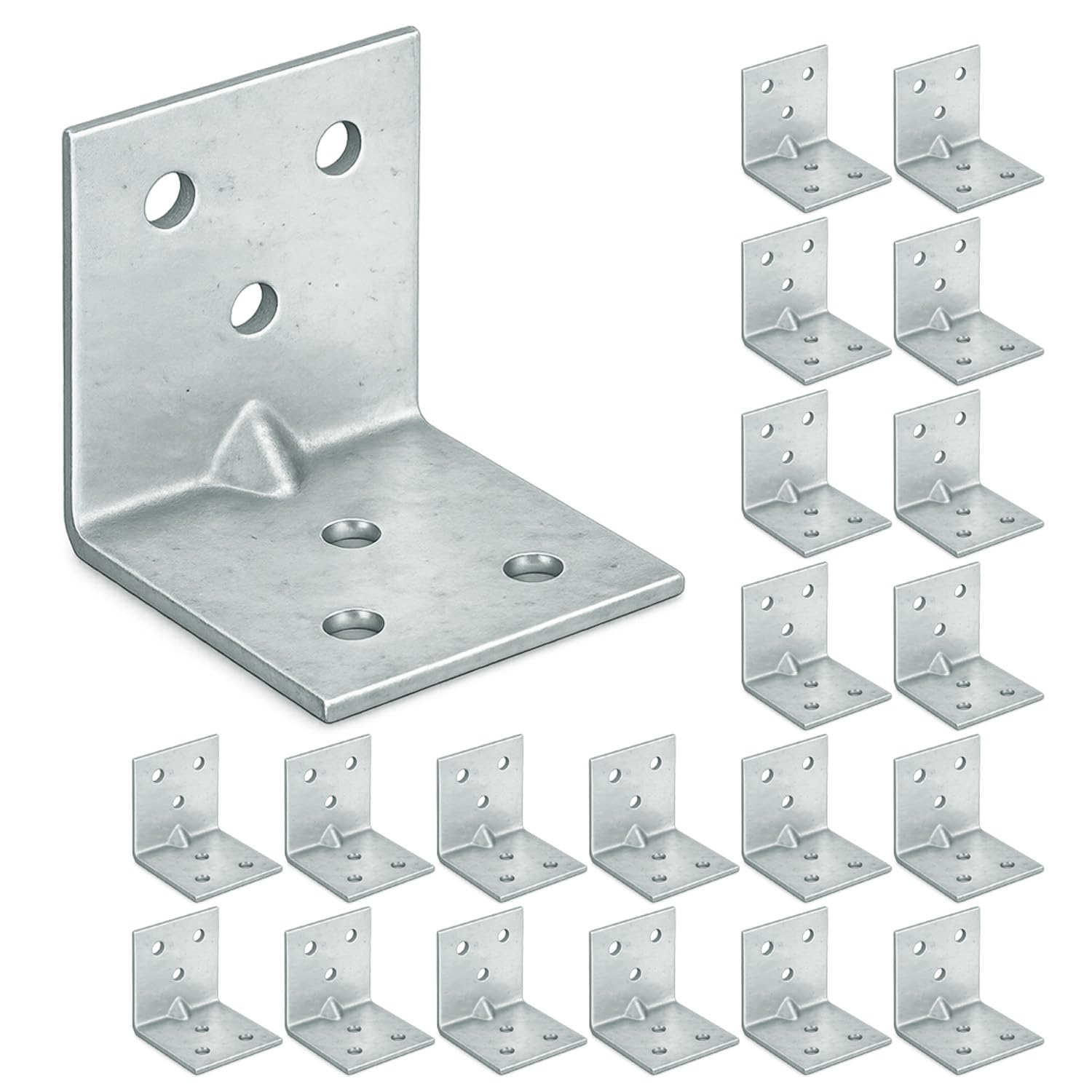 OMIDEAS 20 x Winkelverbinder mit Sicke (30 x 30 x 30 mm) Eckwinkel 90 Grad L Klammern Lochwinkel Schwerlast Winkel Holzverbinder Möbelverbinder Stuhl Verbinder Verzinkt