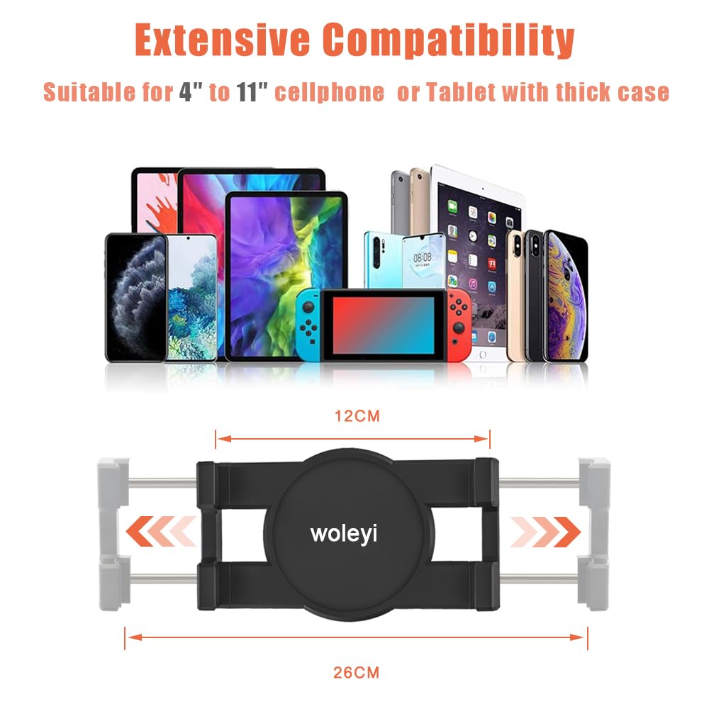 Collo Oca Supporto Tablet Tapis Roulant, Porta Tablet Bicicletta Spinning Cyclette Manubrio con Regolabile 360°, per iPad Pro 9.7 10.5 11 Air Mini, Samsung Tab, Telefono & Tablet 4-11"