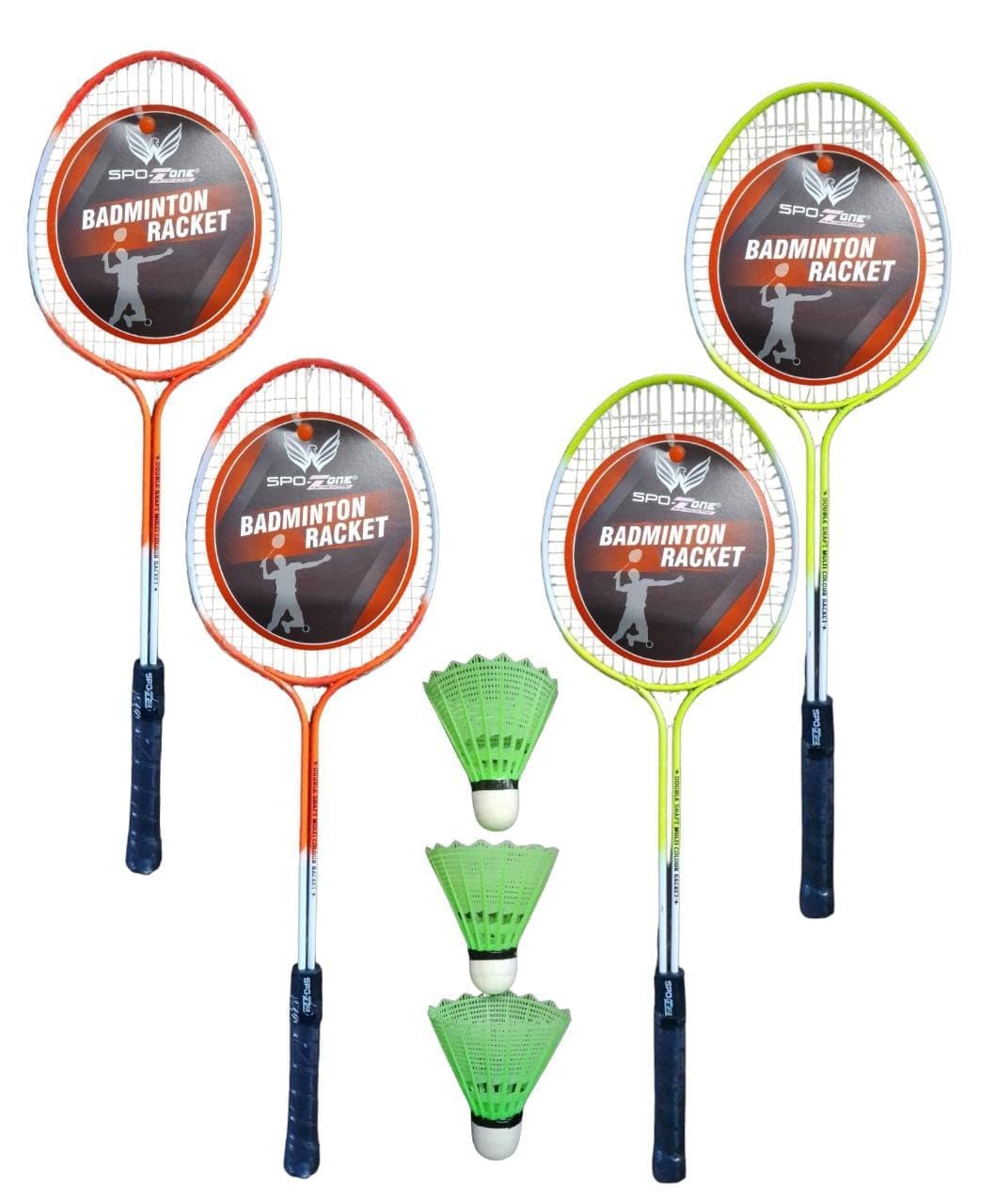 SPO Zone Badminton Set, 4 Racquets with 3 Green Shuttlecocks-image-11