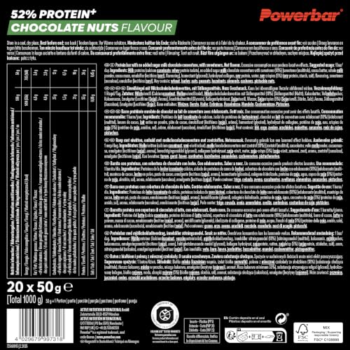 Powerbar - 52% Protein Plus - Chocolate Nut - 20x50g - High Protein Low Sugar Riegel – Ansicht 5