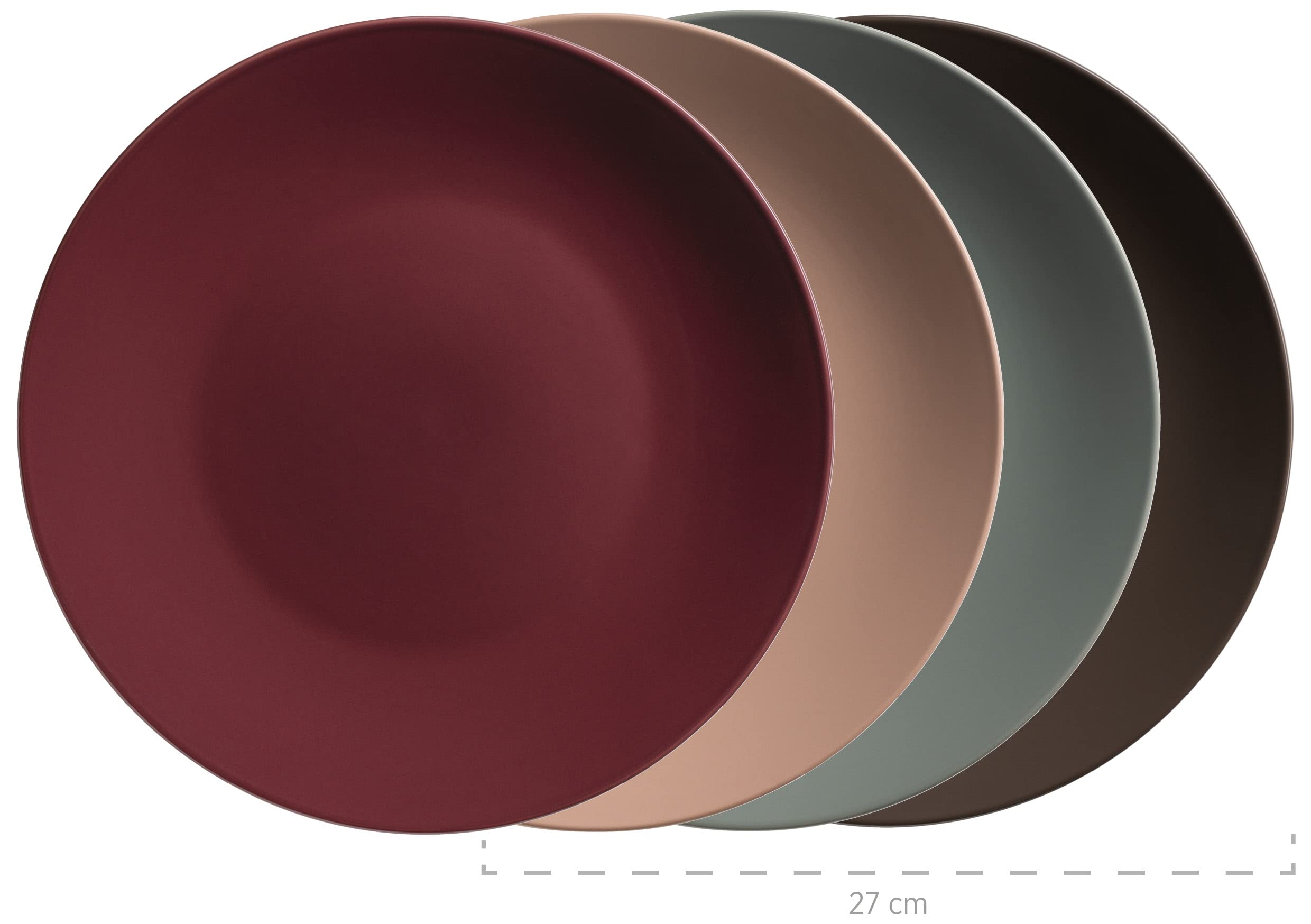 MÄSER 931956, Serie Inoda, Kombiservice für 4 Personen, 16-teiliges Geschirr Set mit Speiseteller, Dessertteller, Müslischale und Kaffeetasse, rundes Essgeschirr Geschirrset, Steinzeug, Autumn Foliage