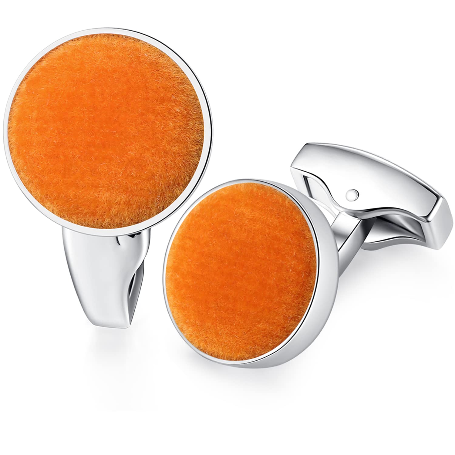 HONEY BEARFabric Cotton Velvet Cufflinks Round for Mens Business Wedding Gift