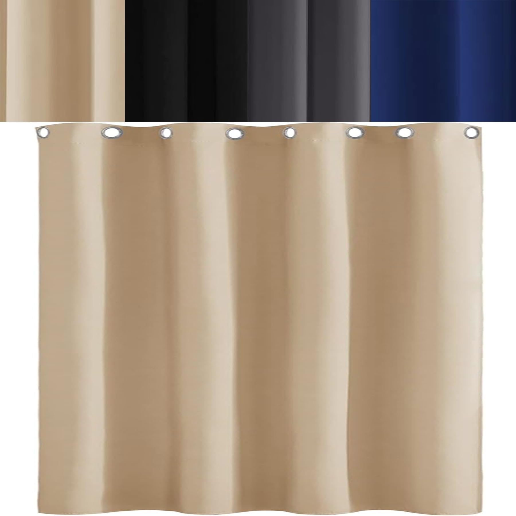 Rideaux Occultants à Oeillets, 80 x 230 cm Doux et Esthétiques Rideau Thermique Isolant Anti Chaud Intérieurs Lisse Design Moderne à Oeillets Lavable, Couleur Crème