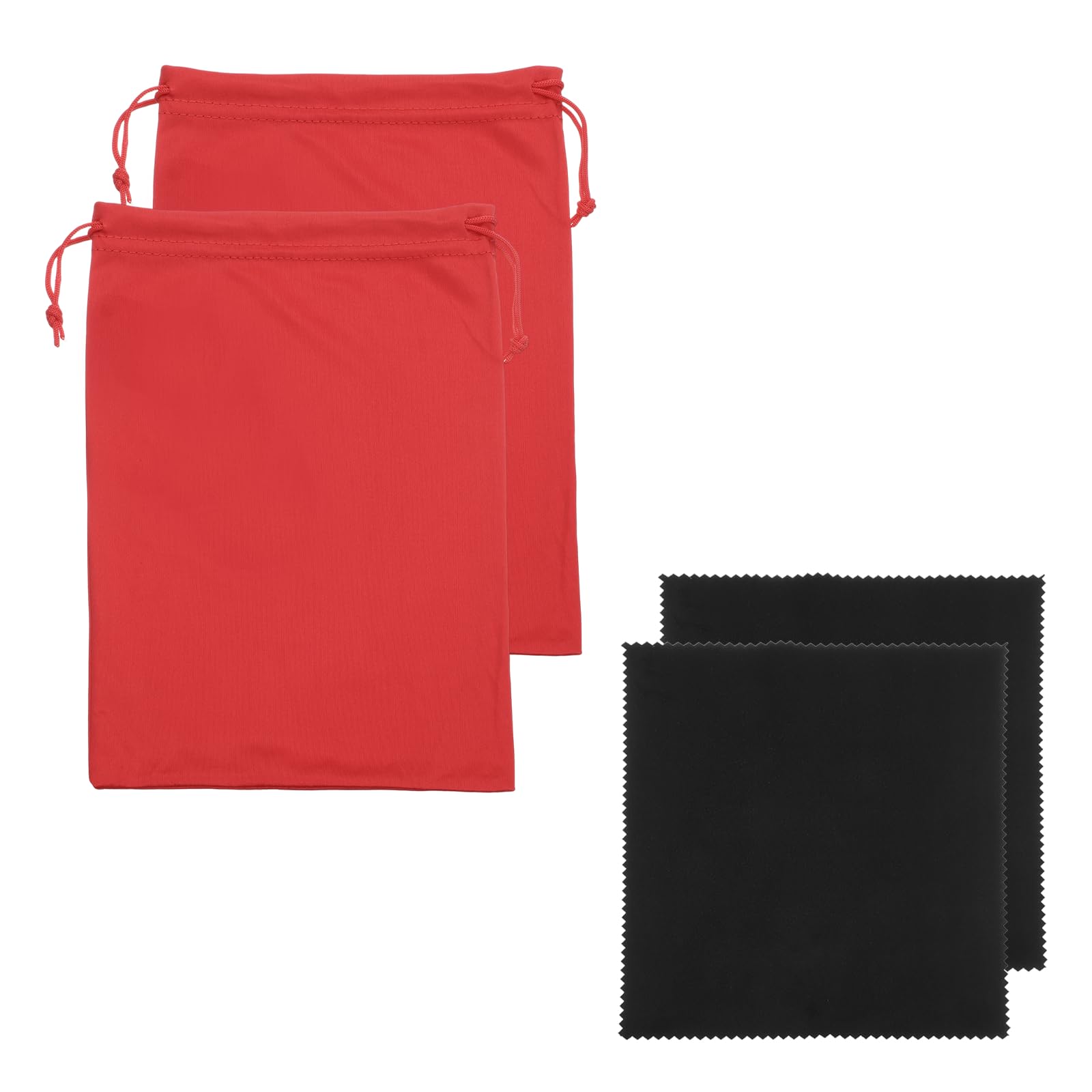 YELARXI Ski Goggle Bag, Microfiber Bag with Cleaning Cloth Drawstring Pouch Soft Storage Sleeve Case Protection 2 Pcs & Red-Fitting for (Snow Swimming Goggle/Sunglasses/Camera)