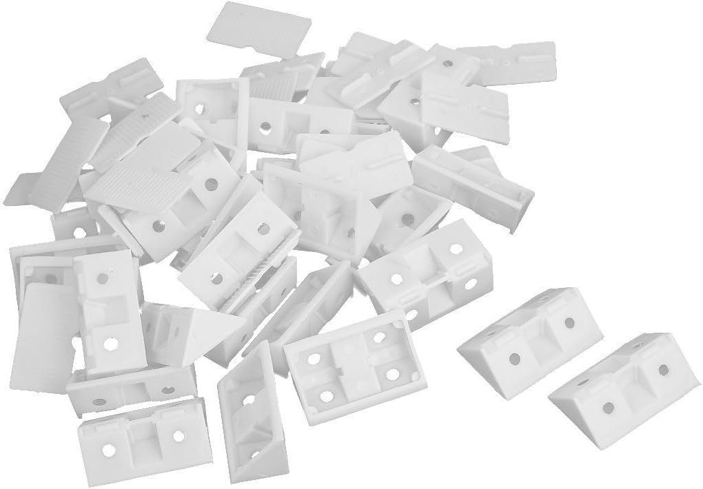 50pcs Shelf Cabinet 90 Degree Plastic Corner Braces Angle Brackets