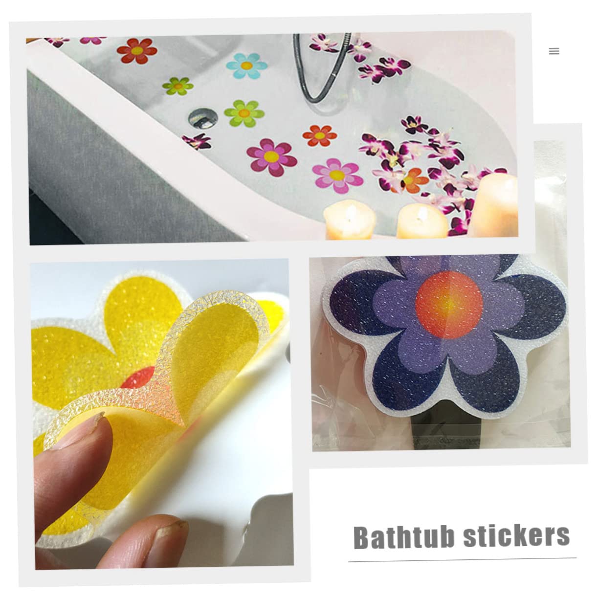 Alipis 4 Juegos Adhesivos Antideslizantes para Flores. Calcomanías Adhesivas para Bañeras Calcomanías para El Piso De La Ducha Niño Pegatina De Pared Girasol De Polivinilo