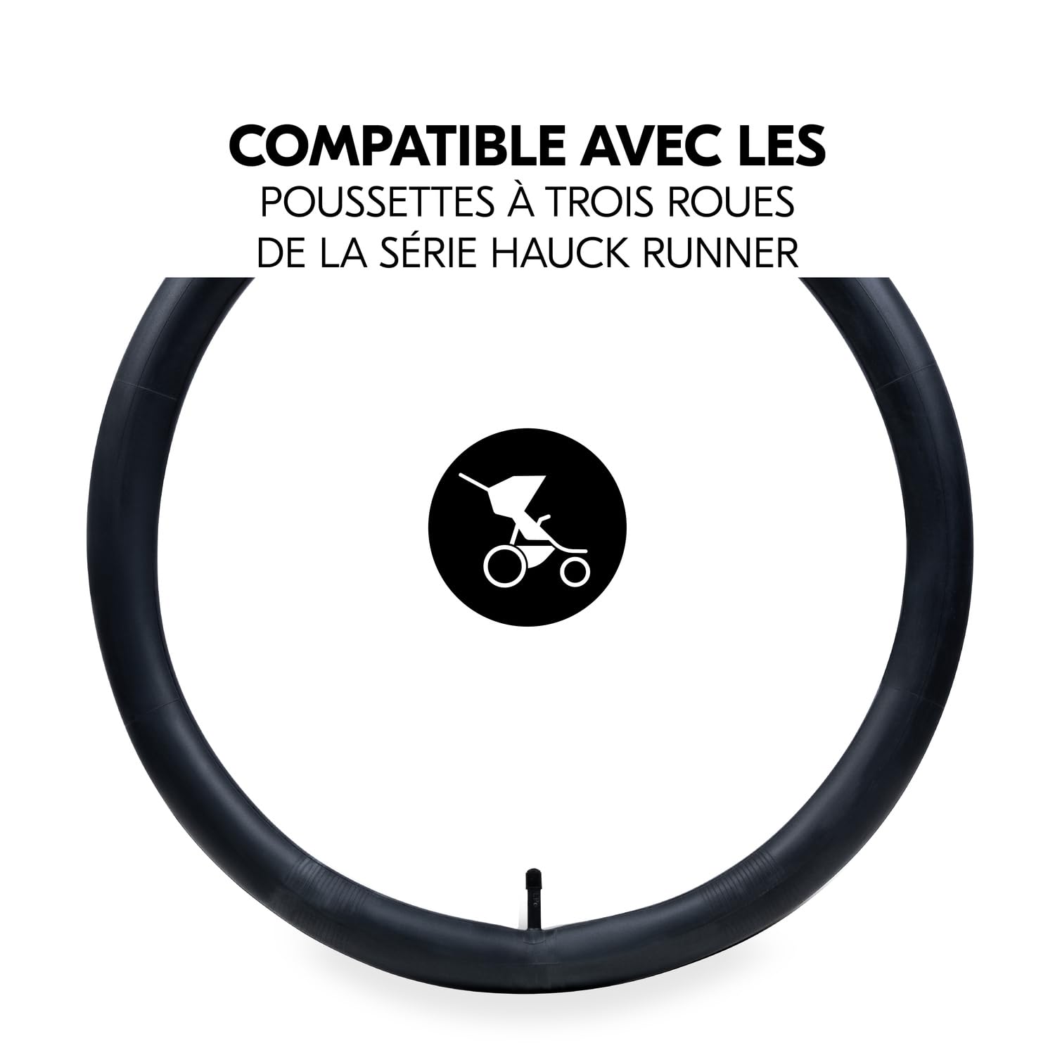 hauck Kit Reparation Pneu Chambre a Air Poussette, 2x 16 Pouces et 1x 12 Pouces - Inclus Démonte-Pneu, Roue de Rechange Poussette 3 Roues - Compatible avec Série hauck Runner - Noir
