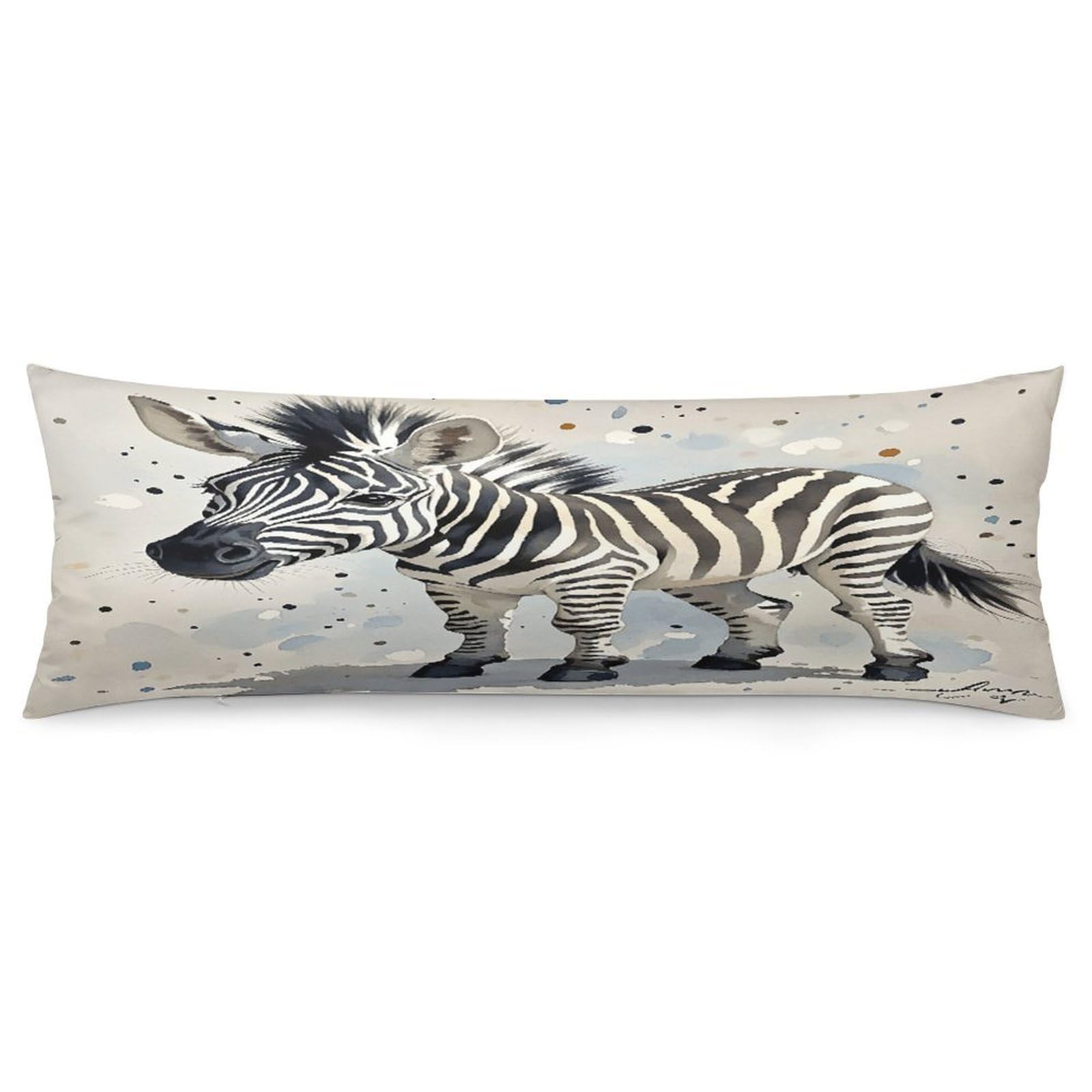 Cute Zebra Watercolor Pillowcase Decorative Long Body Pillow Case Soft Breathable Body Pillow Cover Modern Large Pillowcase Cute Body Pillow Pillowcases for Bedroom Couch 18.9 X 53 Inch