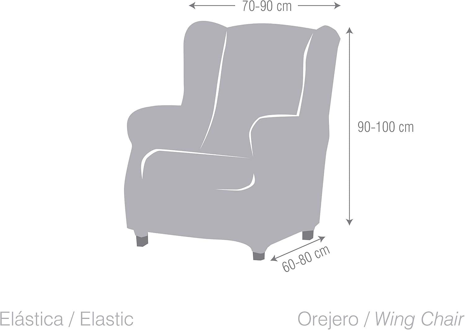 Eysa Ulises elastic wing chair sofa cover colour 01-beige, Polyester-Cotton, 37 x 5 x 29 cm, F815461 - Image 4