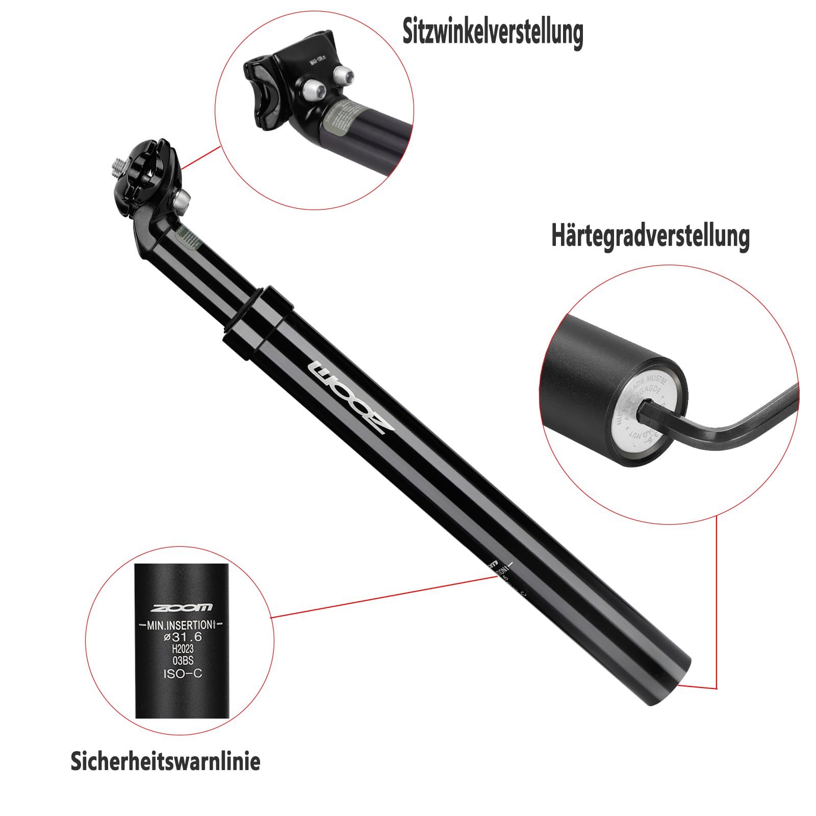 Fahrrad-Federsattelstütze, Federsattelstütze, Aluminiumlegierung, Durchmesser 27,2 mm/30,8 mm/30,9 mm/31,6 mm, geeignet für Elektrofahrräder, Mountainbikes, Citybikes