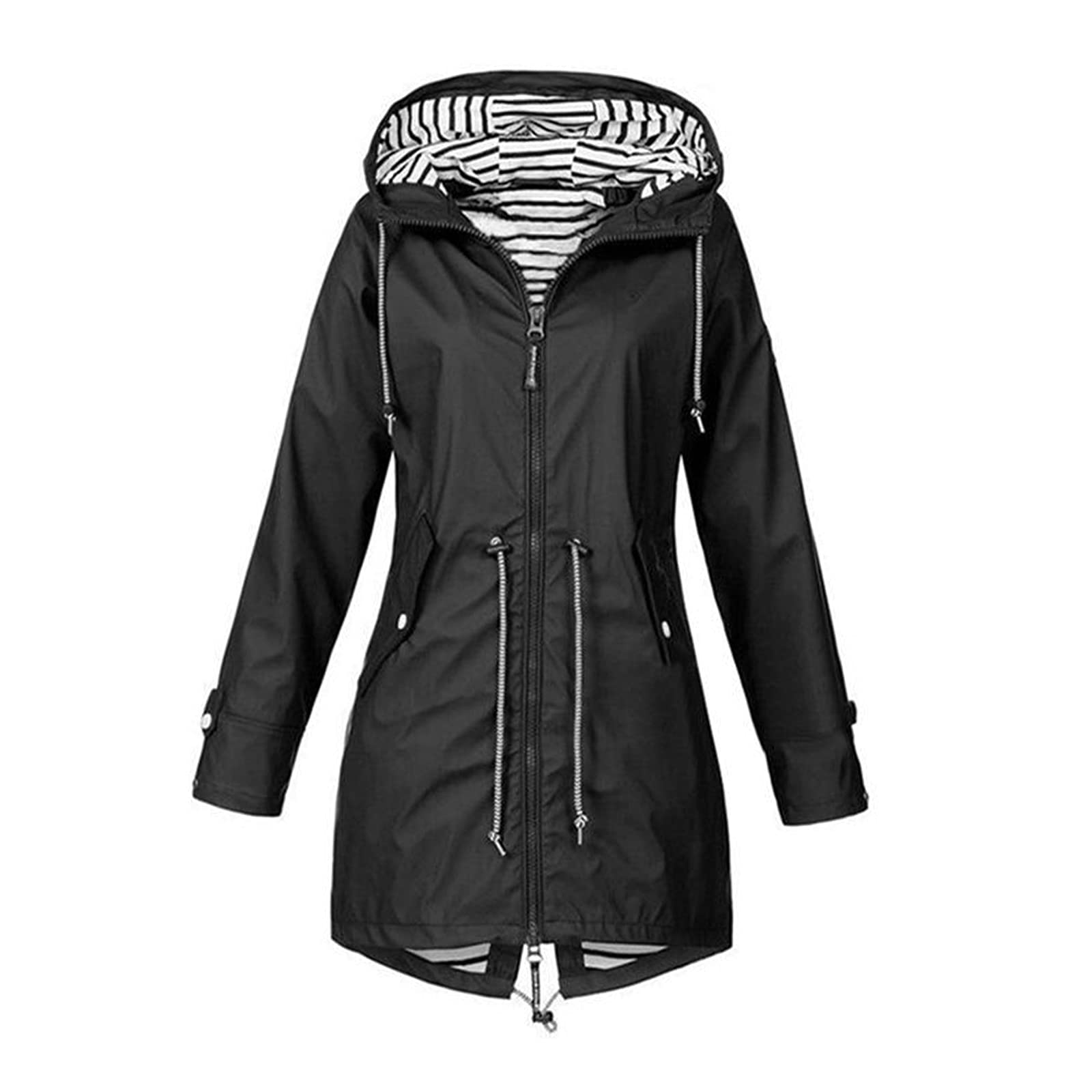 Hoodie Soft Woman Jacket Waterproof Rain Coat Outdoor Outwear Black Xxxl-image-11