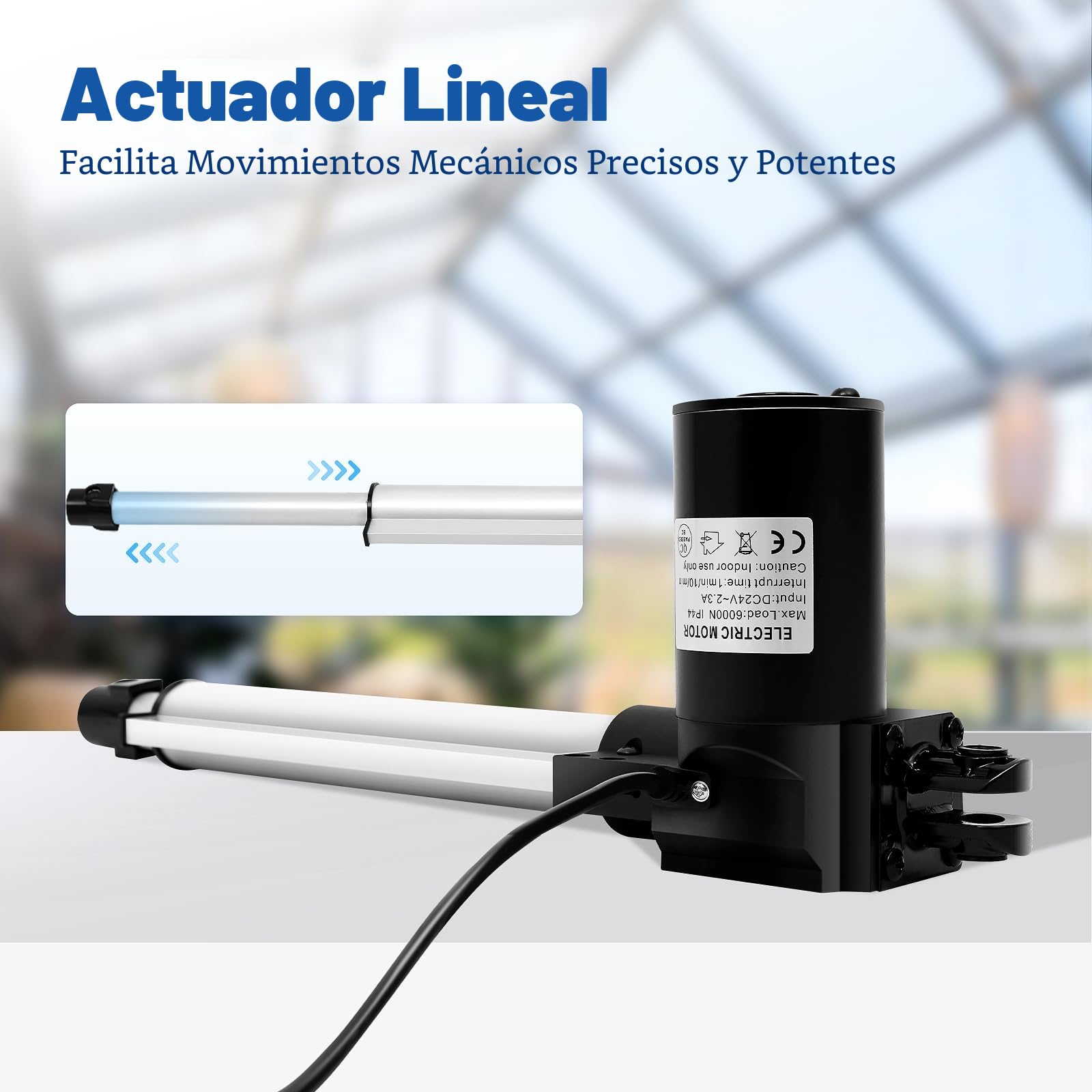 Motor de actuador lineal Power Recliner, carrera de 230 mm, 24 V CC, 600 kg de fuerza máxima, negro, aluminio, moderno, mecanismo de elevación y reclinación motorizado, salón, silla,