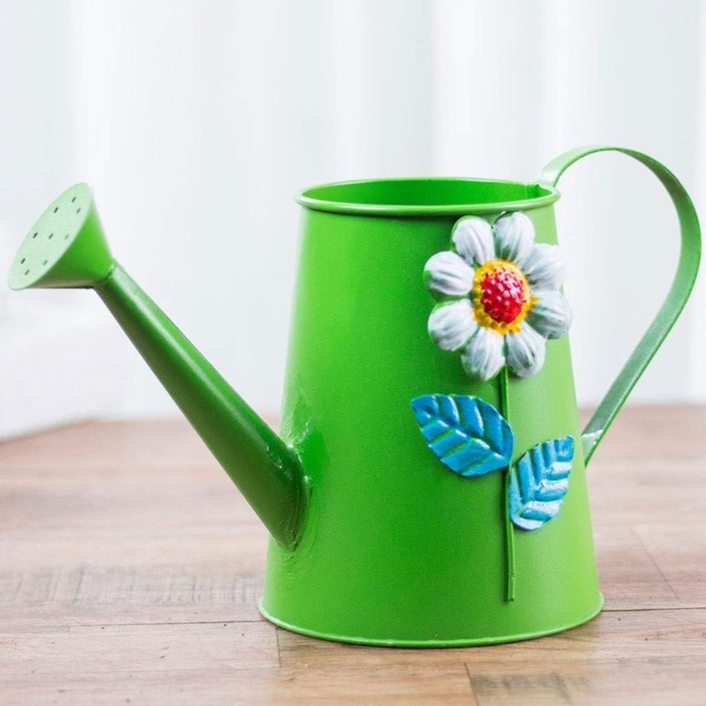 Watering Can Household Watering Color Tin Watering Can, Vintage Printing Watering Can, Watering Flower Spraying Watering Can (red, 2L) Decorative Watering Can(A)