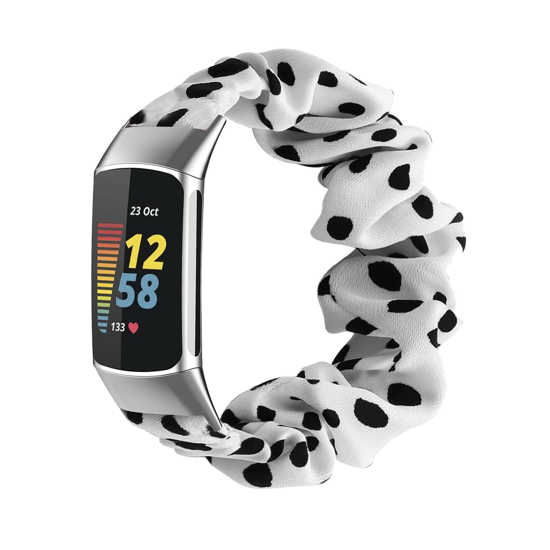 Scrunchie Watch Bands Compatible with Fitbit Charge 5 Bands for Women, Soft Fabric Elastic Replacement Wristbands Birthday Gifts for Charge 5