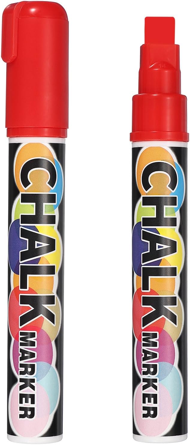 PATIKIL Liquid Chalk Markers 10mm, 2 Pcs Chalkboard Markers, Dry Erase Chalk Pens with Erasable Wide Fine Tip Wet Erase for Chalkboard Windows Blackboard Car Mirror Glass, Red