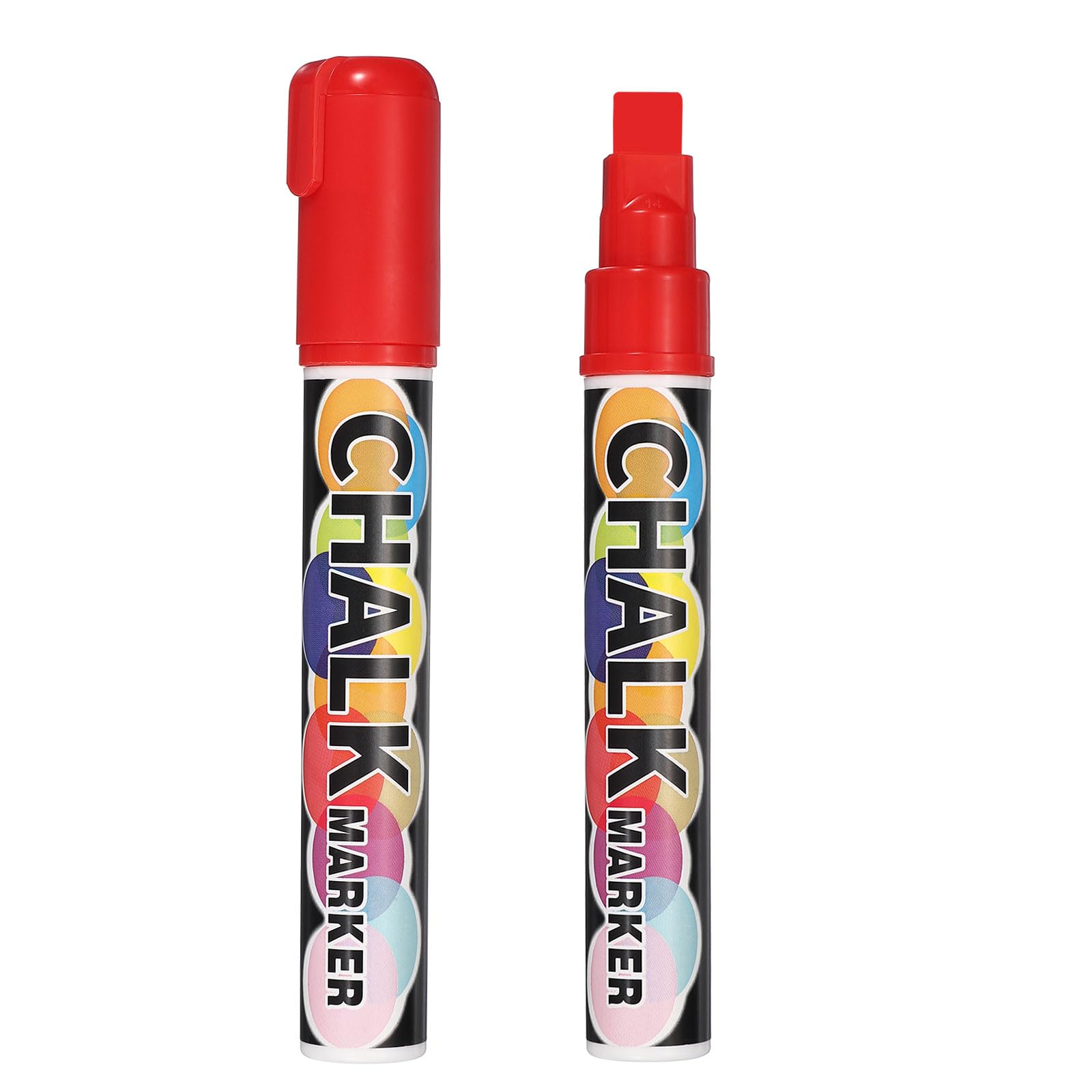 PATIKIL Liquid Chalk Markers 10mm, 2 Pcs Chalkboard Markers, Dry Erase Chalk Pens with Erasable Wide Fine Tip Wet Erase for Chalkboard Windows Blackboard Car Mirror Glass, Red
