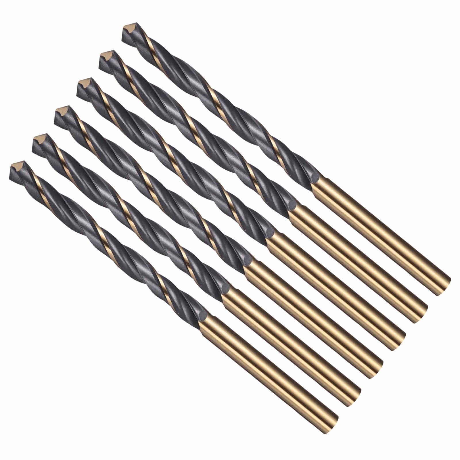 CoCud Drill Bit, 5mm Cutting Diameter, 4341 HSS Jobber Bits Gold and Black 118° Cutting Angle - (Applications: for Drilling Plastic Wood Soft Metal), 6-Pieces
