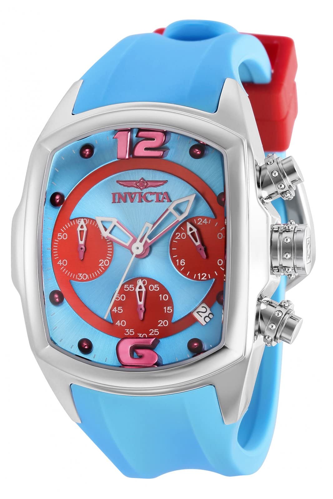 Invicta 36mm Lupah Revolution Puppy Edition Quartz Chronograph Date Red Blue Watch (36969)