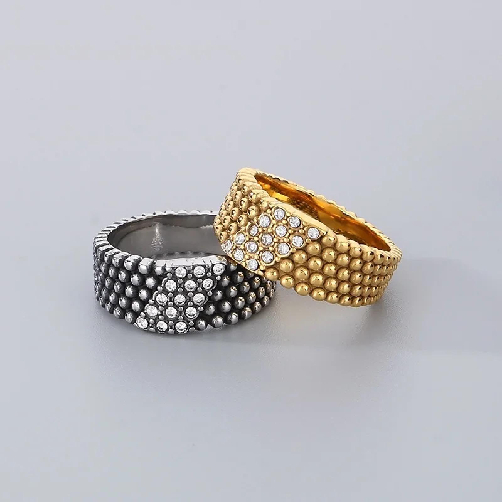 Ring Ringe Damen Bijouterie Herren Mode Ringe Für Frauen Männer Gold Silber Farbe Glänzende Zirkon Runde Perlen Oberfläche Ringe Eheringe Schmuck
