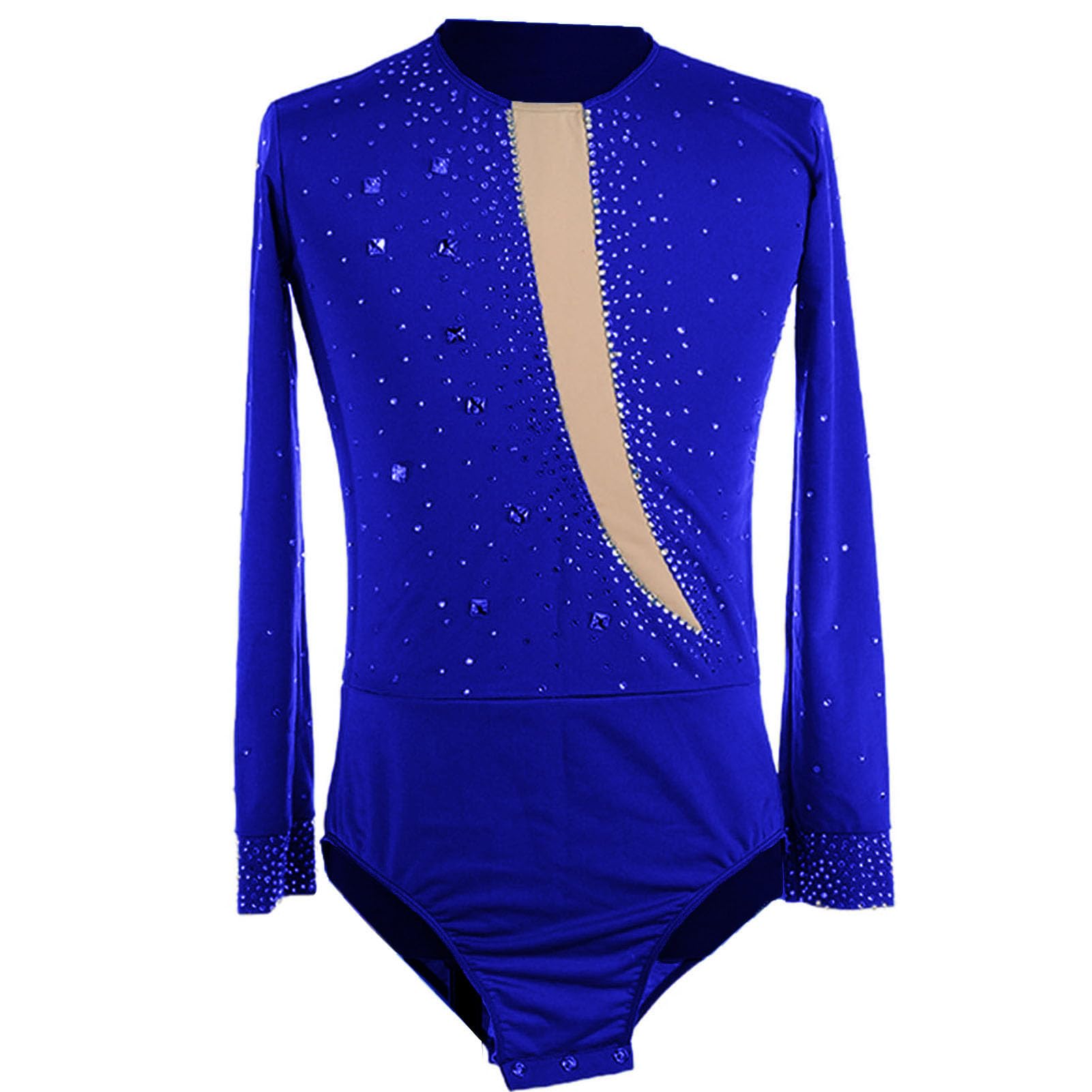 VêTements Patinage Artistique pour GarçOns Et Hommes, Chemise en Strass Brillant Costume CompéTition Performance, VêTements Patinage Artistique Justaucorps Gentleman éLéGant