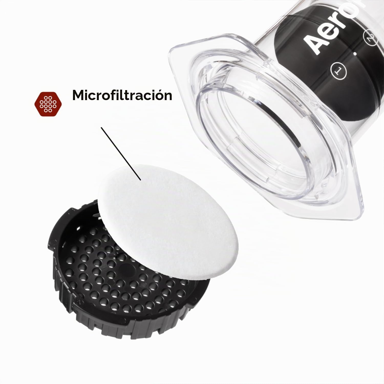 AeroPress Clear Prensa de Café – Método 3 en 1: Prensa Francesa, V60, Espresso y café con cuerpo sin sedimentos ni amargor, cafetera portátil pequeña para camping y viaje, transparente