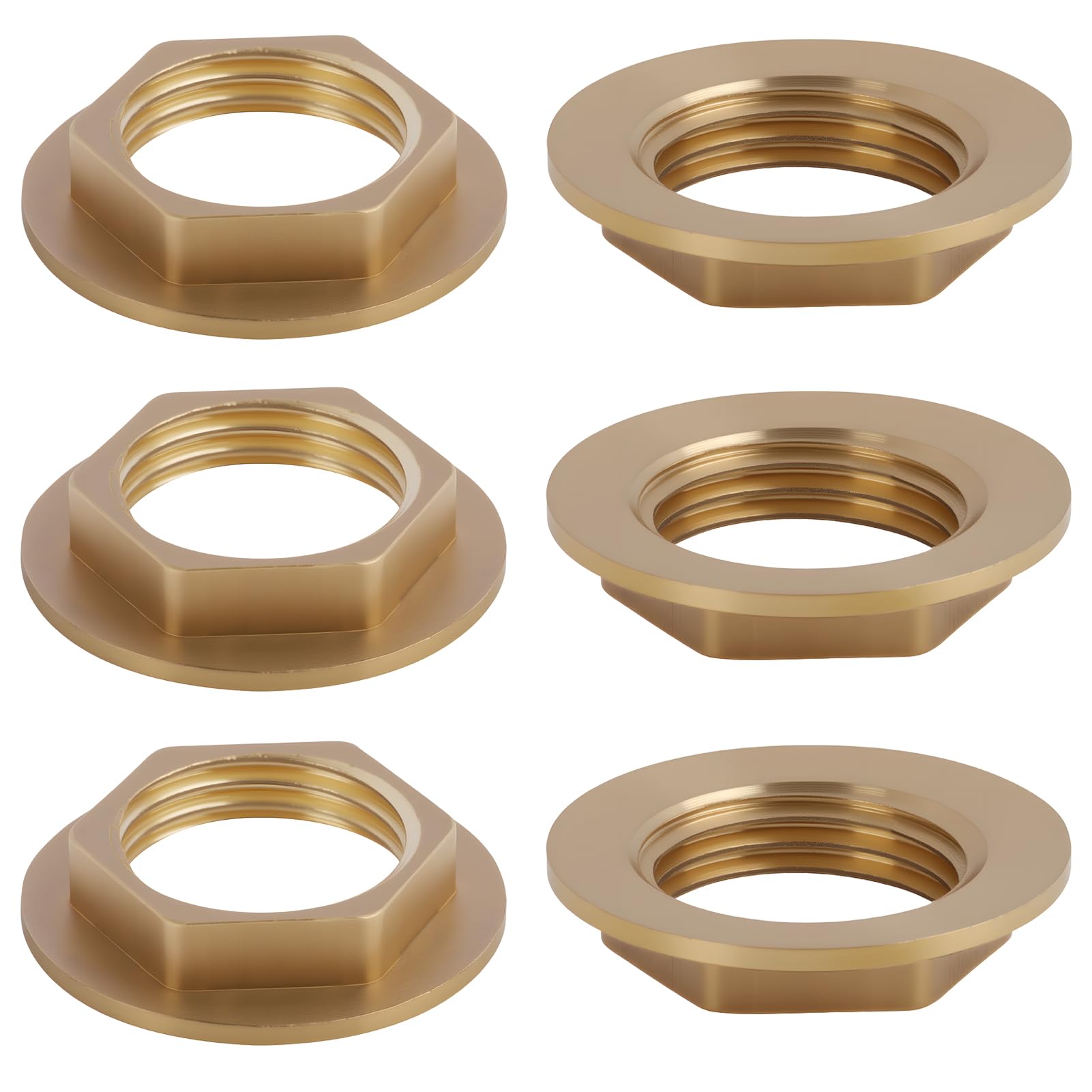 Juego de 6 tuercas de seguridad hexagonales con brida de latón G1/2" para grifo, lavabo, accesorios de fontanería