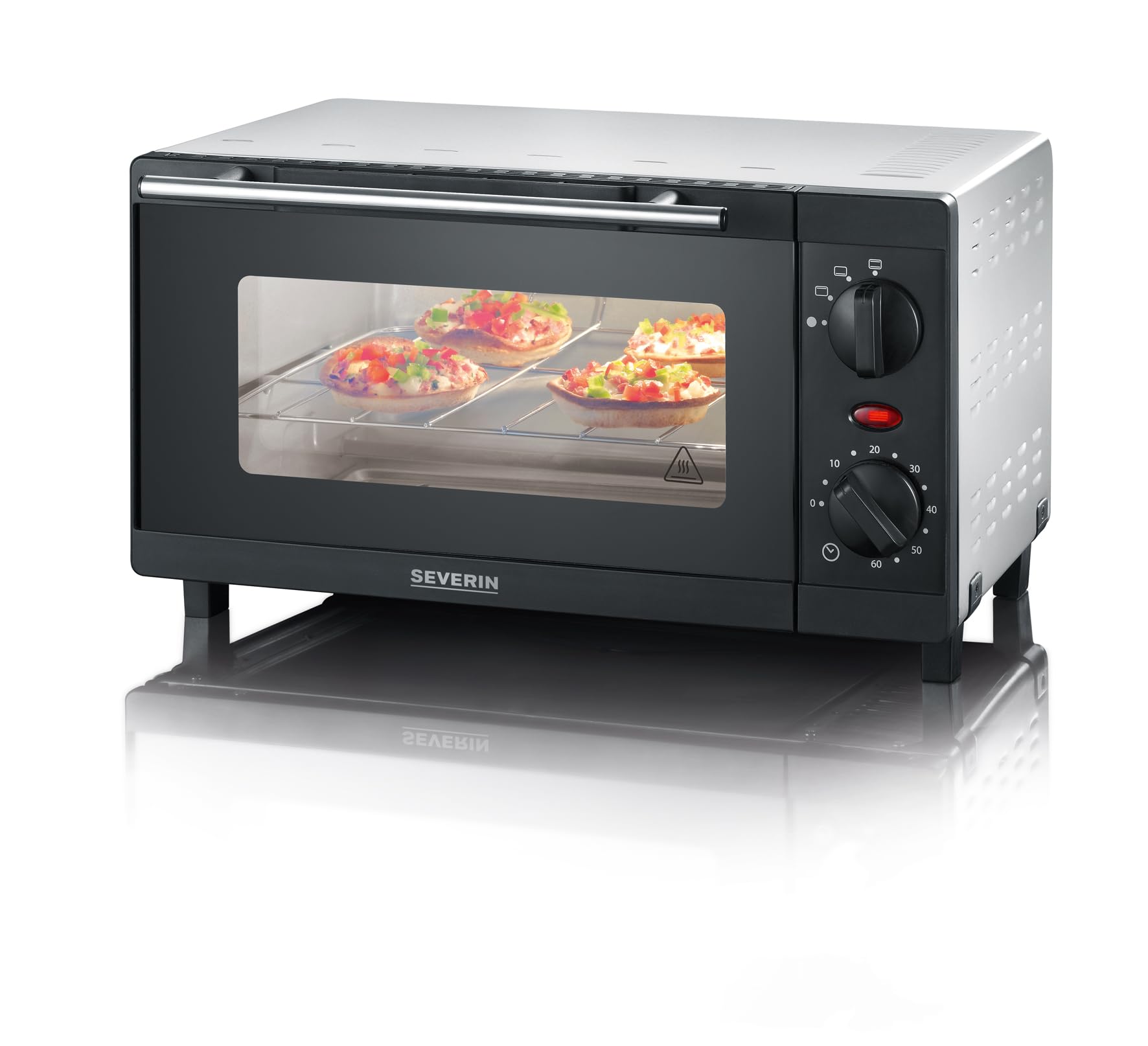 Severin TO 2052 Mini Electric Oven with Grill and Toaster Function, 800W, 9L, Sliver/Black