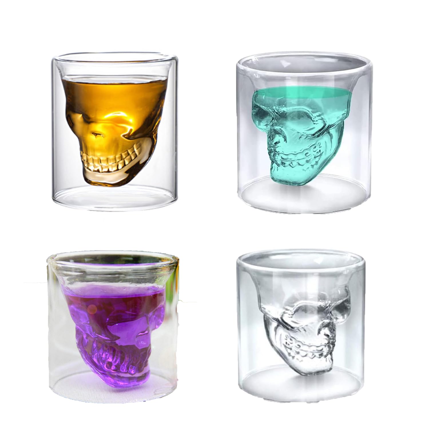 4 Pieces Skull Glasses, Crystal Vodka Glasses, Skull Glasses, Skull Cups for Drinking, Bitter Glasses, Homes, Cafes, Restaurants, Bars and Parties, Kaffee, Bier, Tee(75 ml)