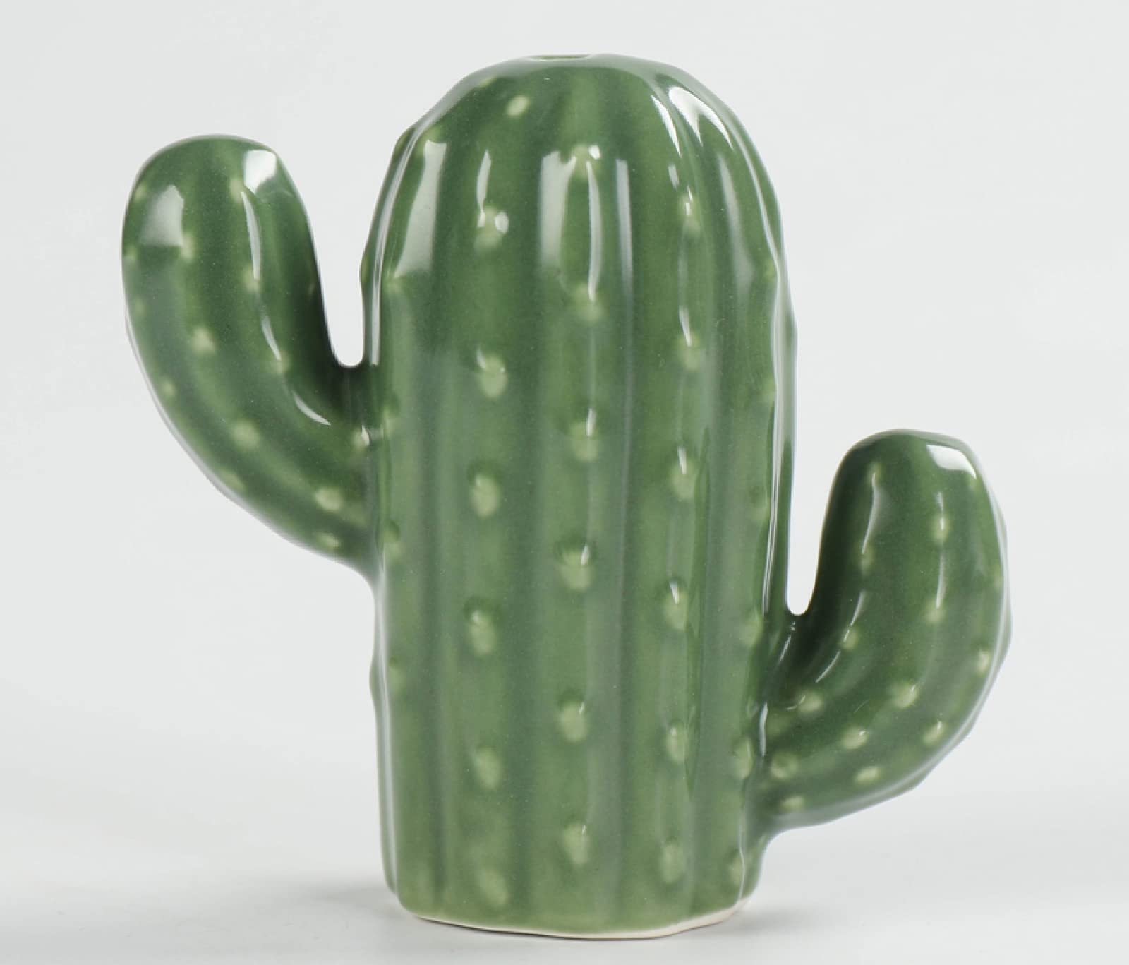 Titular de palillo de dientes decorativo de cerámica Dispensador de palillo de dientes en forma de cactus verde Contenedor de hisopo de algodón de cerámica para decoración de mesa de fiesta