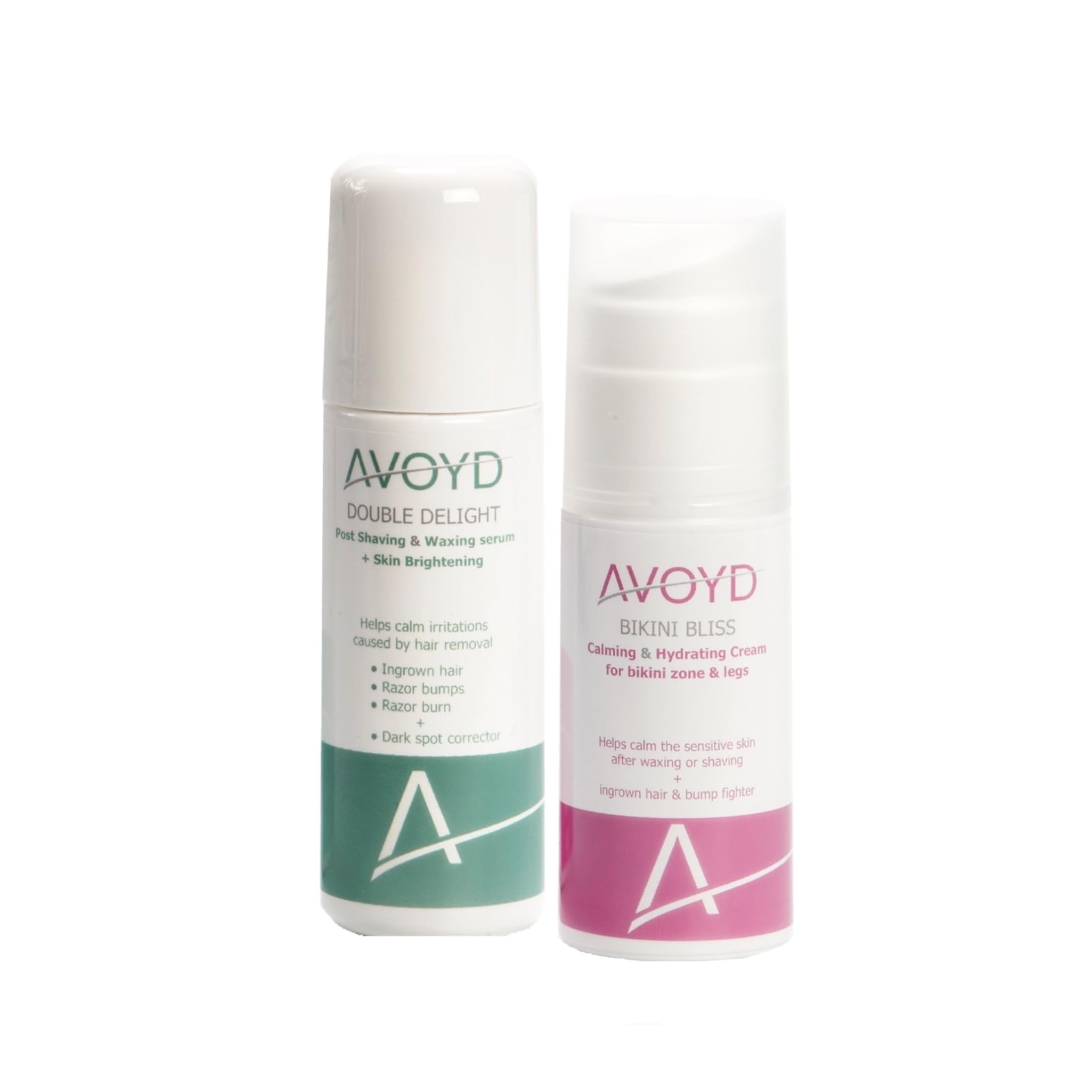 AVOYD Avoyd Double Delight zestaw do pielęgnacji pigmentów dla kobiet – przeciw wrastającym włoskom, pryszczom po goleniu, pryszczom po goleniu, podrażnieniom i pigmentacji po depilacji, Avoyd Double