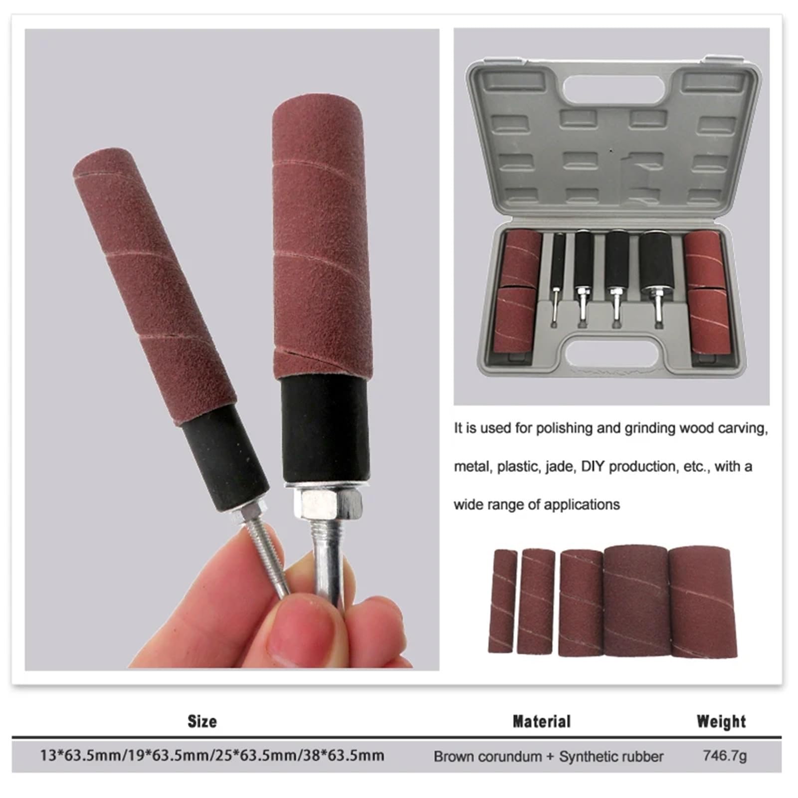20-teiliges Schleiftrommel-Set, Sandgürtel und Gummidorne, Spindelhülsen und Box for Holzbearbeitungsbohrer, Drehwerkzeug