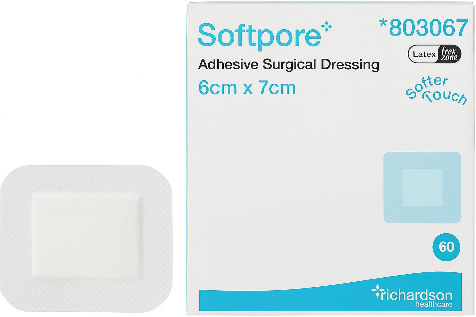 MediSale Softpore Adhesive Surgical Dressing – 6cm x 7cm (Pack of 10 Single Dressings | Breathable, Low-Adherent Wound Dressing for Gentle Protection