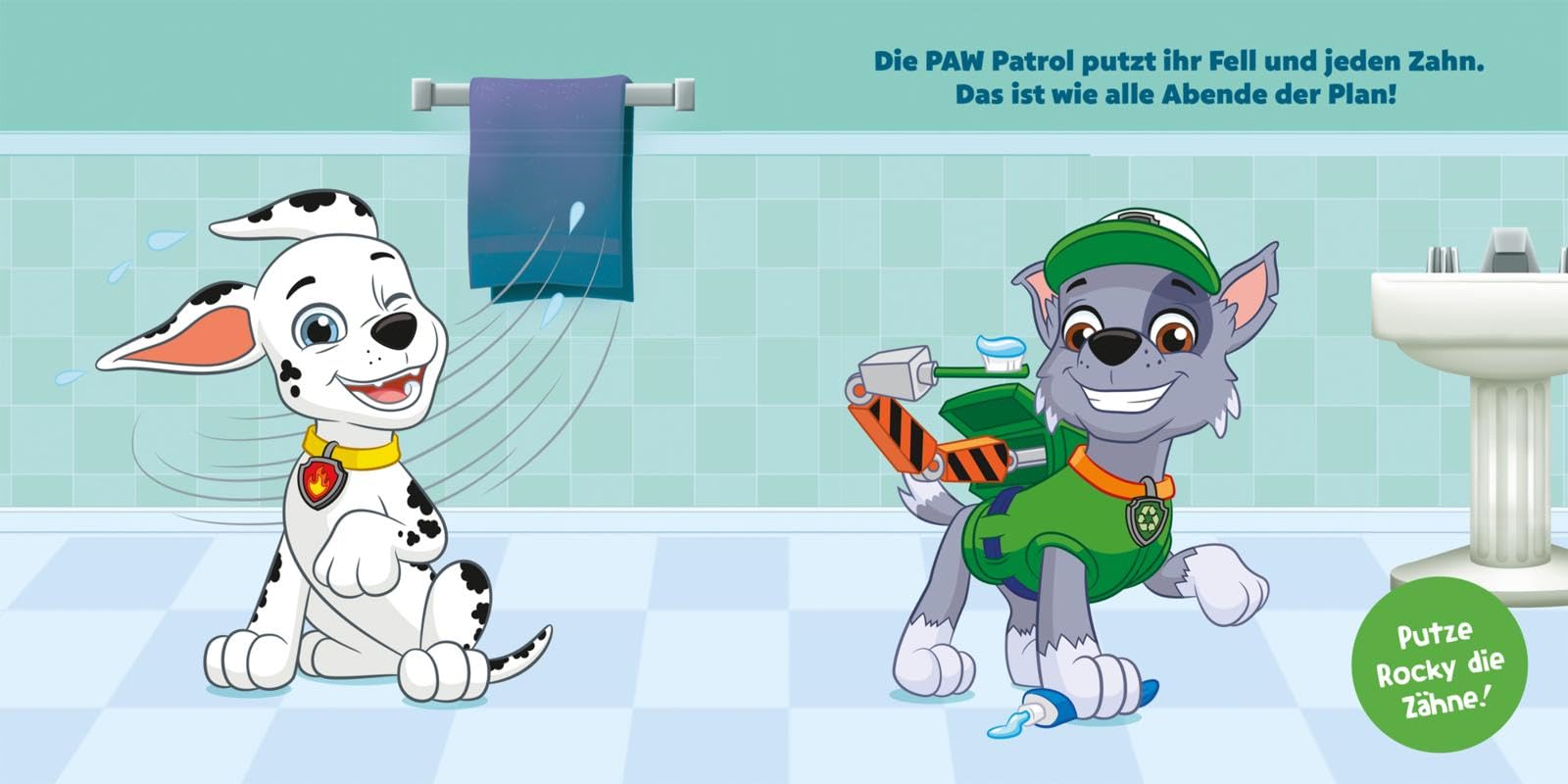 PAW Patrol Pappbilderbuch: Ab ins Bett, PAW Patrol!: Interaktive Gutenachtgeschichte für Kinder ab 3 Jahren | Mit Marshall, Rubble, Chase, Rocky und Skye