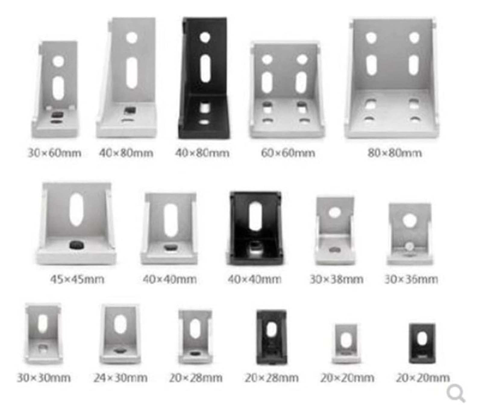 Profilo in alluminio da 20/30/40/60 mm, confezione da 5 per progetti fai da te, costruzione, cornici e supporti personalizzati, resistente e leggero, versatile finitura argento