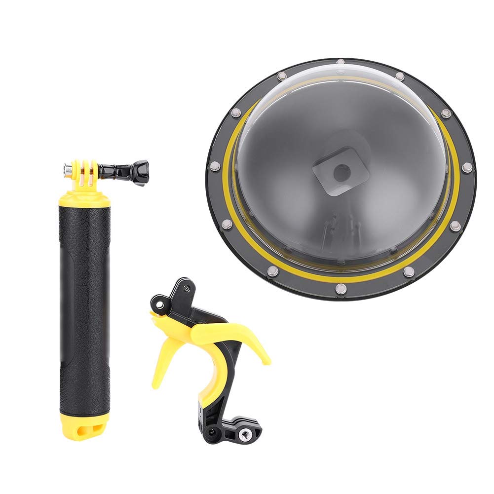 EMUKOEP Carcasa Duradera con Puerto Domo para Cámara 5/6/7, Dispara bajo el Agua con Efecto Ojo de, Ideal para Surfear, Fotografía Aérea, Hecha de PC PMMA, Color Negro + Amarillo