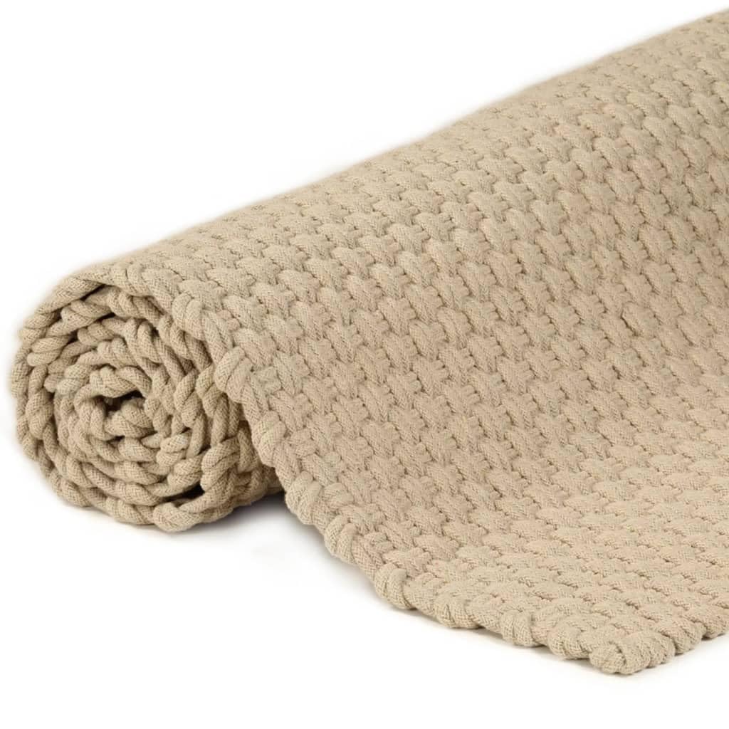 Tapis rectangulaire Naturel 160x230 cm Coton tissé épais Doux pour Salon Chambre entrée décoration intérieure bohème scandinave