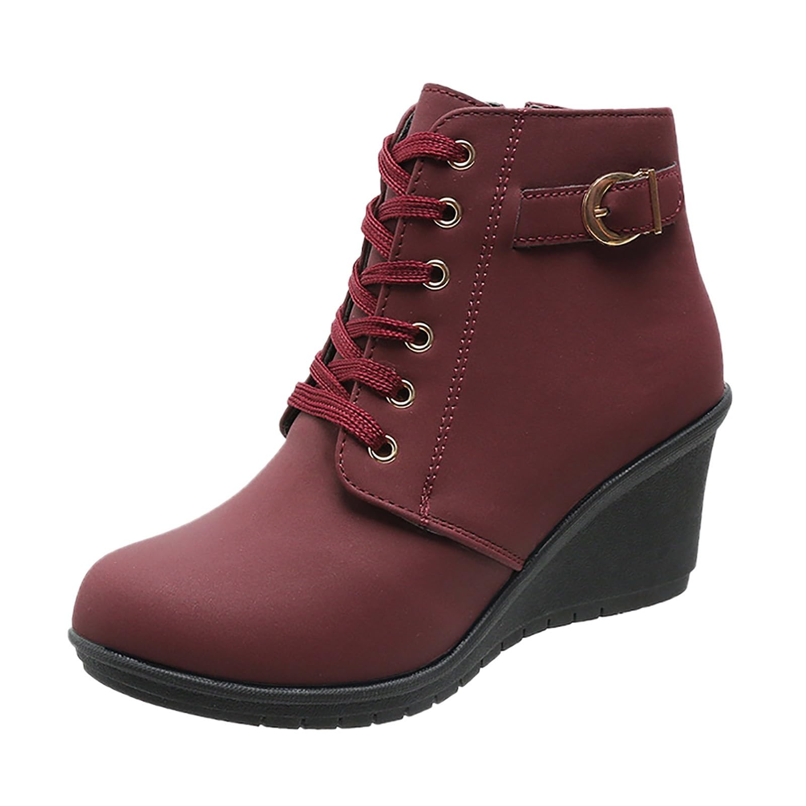 Bottines à Plateforme Pour Femme - Cuir Synthétique Élégant, Talon Haut, Fermeture Éclair, Style Automne/Hiver, Couleur Unie Noire