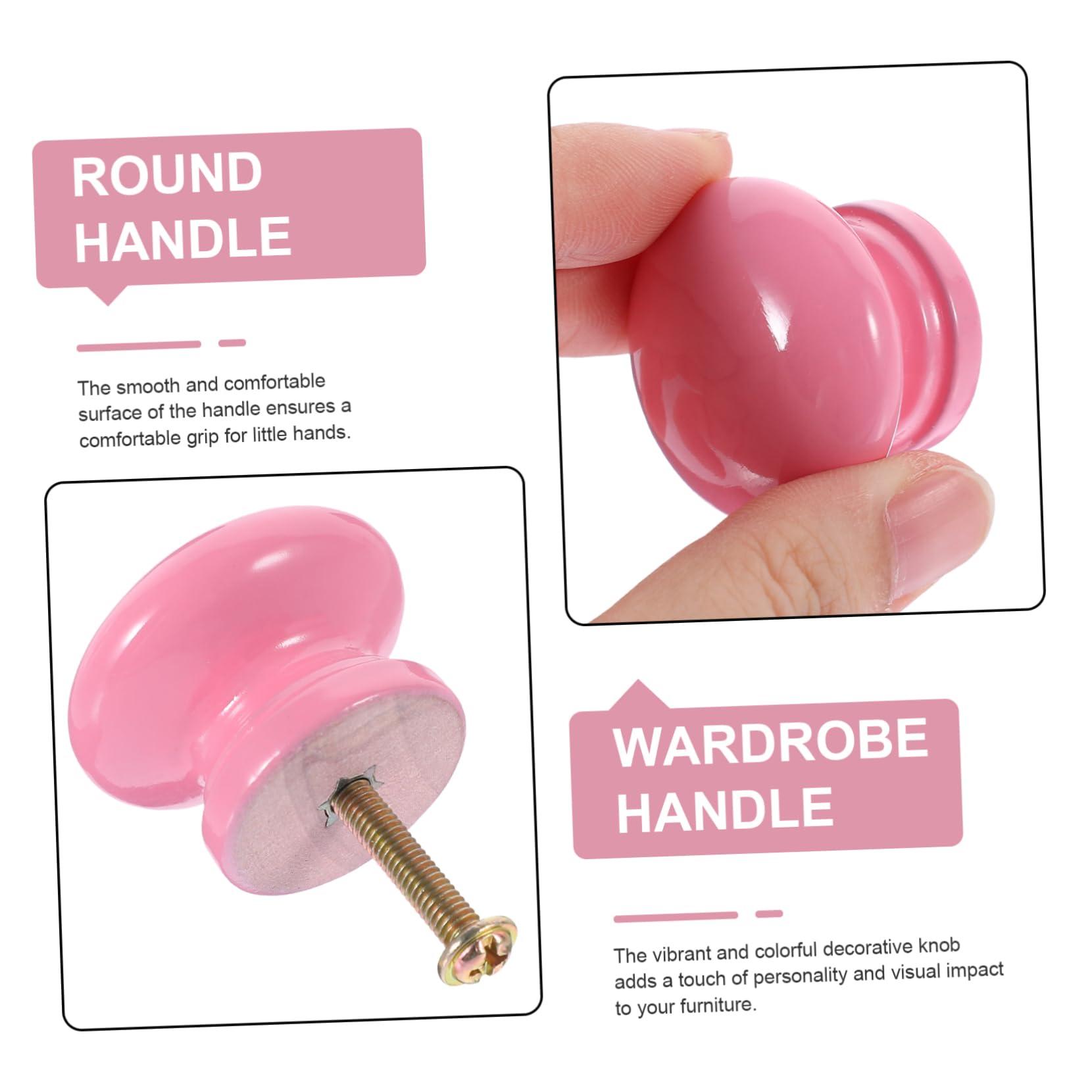 Angoily Wooden Drawer Pull Handles 6pcs 51 Pink Knobs for Dresser Wardrobe Door Handle Furniture Handle Accessory Replacement