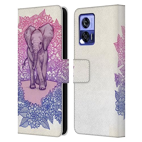 Head Case Designs Officially Licensed Micklyn Le Feuvre Cute Baby Elephant Animals Leather Book Wallet Case Cover Compatible with Motorola Edge 30 Neo 5G