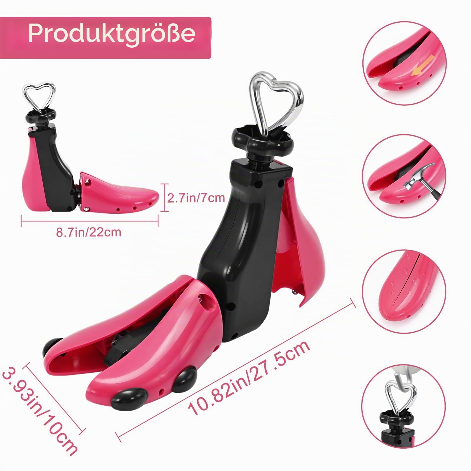 JJDPARTS Schuhspanner für Damen, Herren, Stiefelspanner für Damen, verstellbar, Unisex, breite Füße, Rot