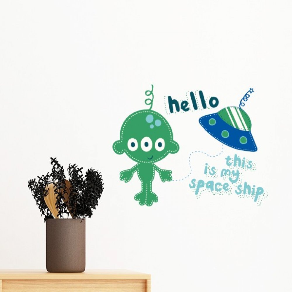 Sticker mural alien univers 35cm décor mural amovible pour chambre
