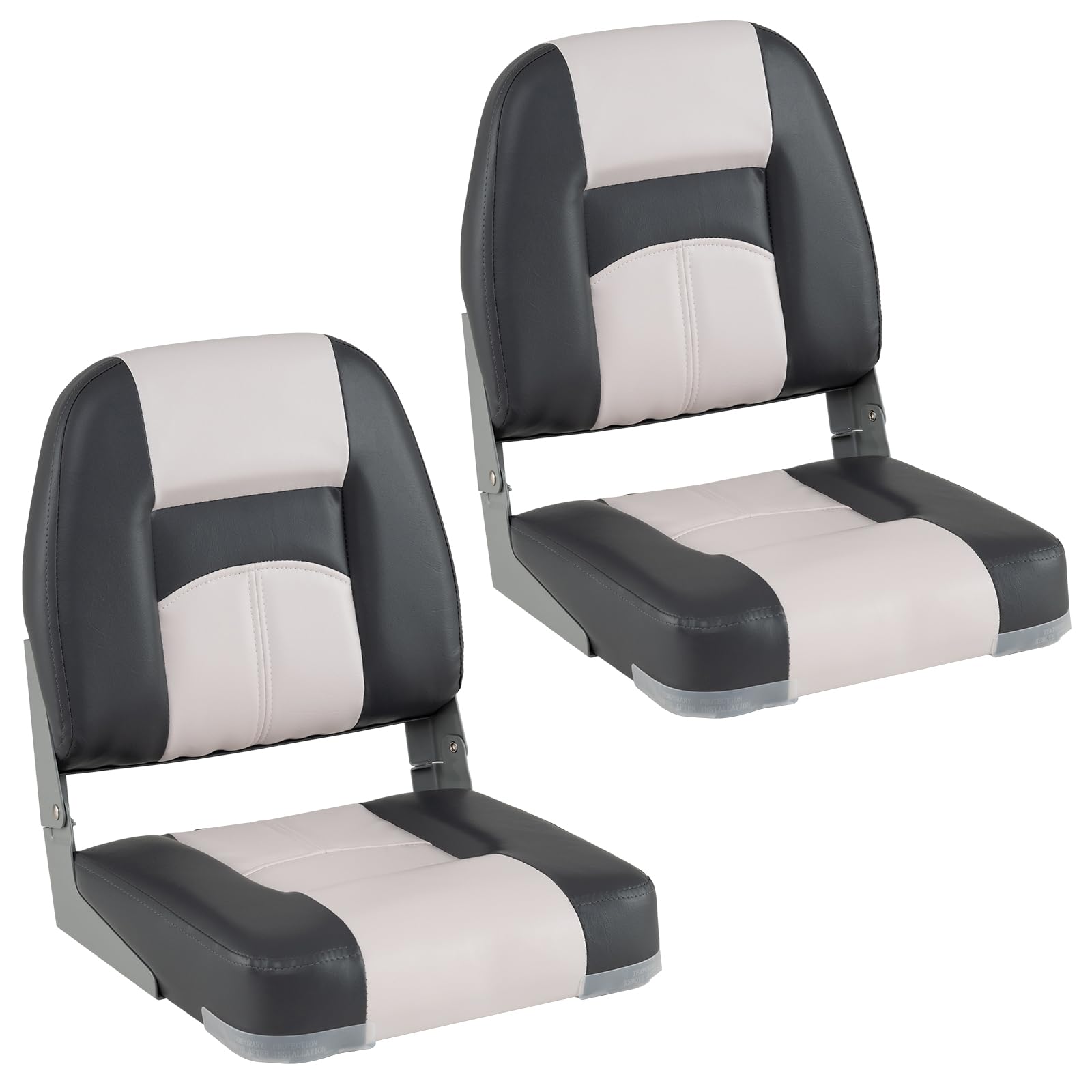 HOMASIS Juego de 2 sillas plegables para barco, acolchadas, con asiento de 7 cm de grosor, silla de control impermeable con respaldo y marco de metal, asiento de control para barcos, soporta hasta 150