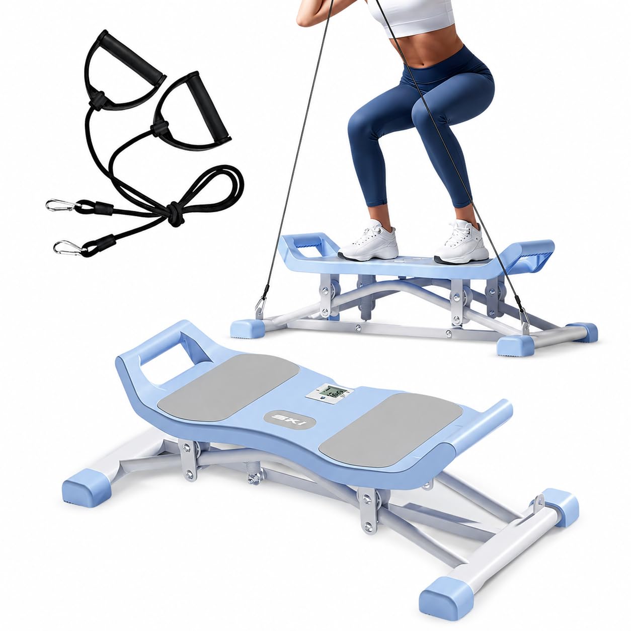 balance board for adults, ski machine exercise equipment with resistance bands, rock stepper featuring lcd monitor, portable wobble board or full body workout at home gym (big)