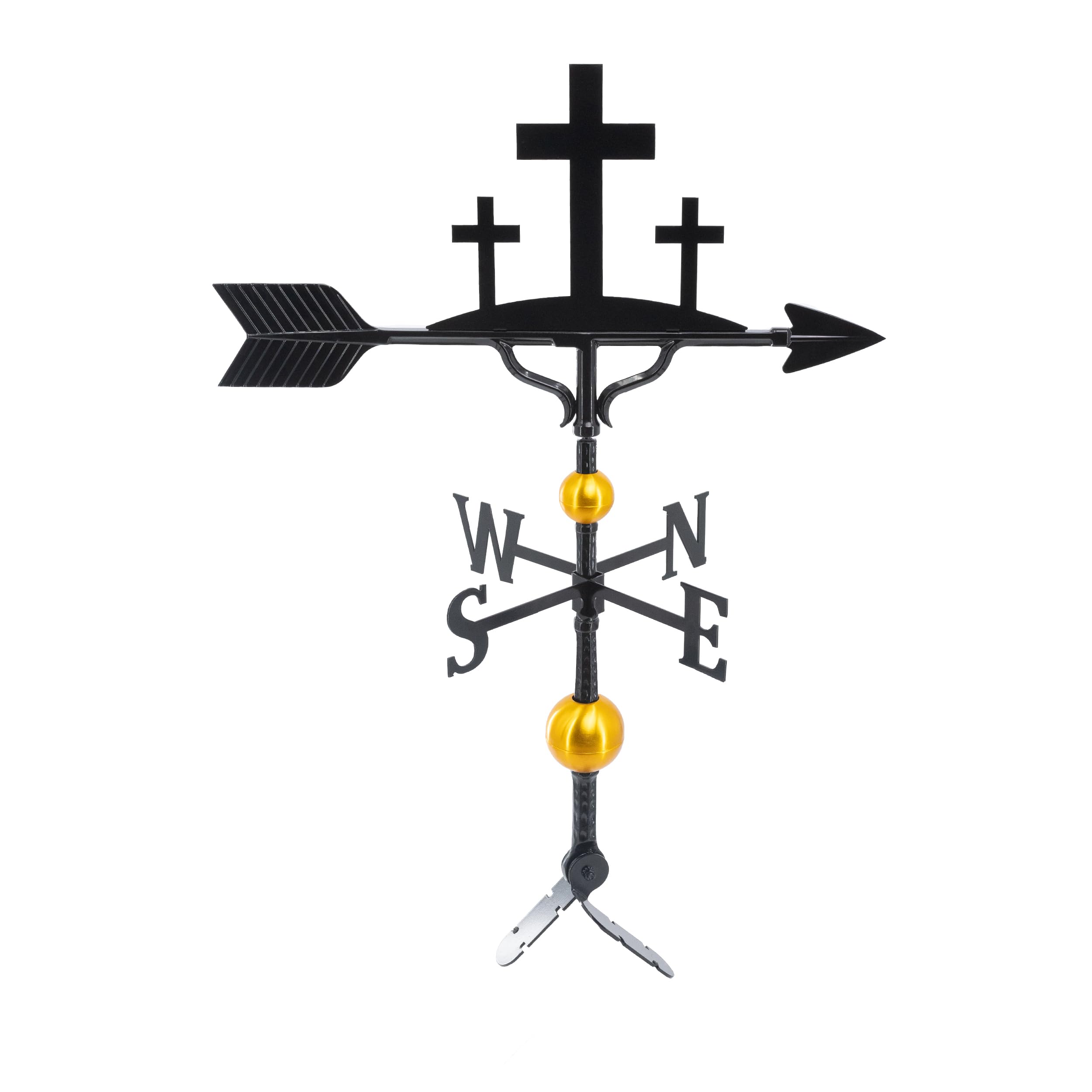 Montague Metal Products Deluxe Crosses Weathervane - 14 Ornament Colors Available - Roof Mount Included (4 to Choose from) - Cross Ornament Weathervane