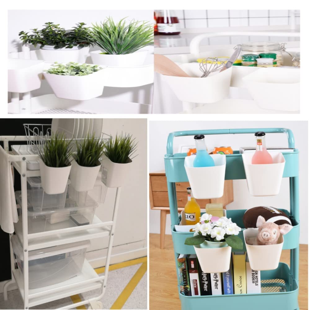 6 Stück hängende Becherhalter, Wand-Organizer, Rollwagen-Zubehör, hängende Stifthalter, Aufbewahrungsbehälter, hängende Eimer für Heimdekoration, Büro, Kunst- und Bastelbedarf, Zubehör (schwarz)